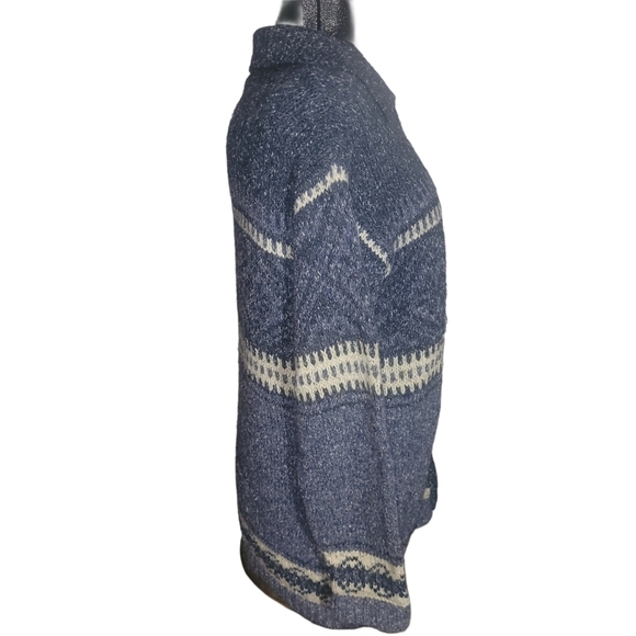 Vintage Maggie Blue and White Knit Zip Up Cardigan M - Picture 3 of 6